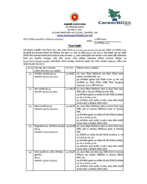 Taxes Zone 2 Dhaka Job Circular 2026 Image Notice